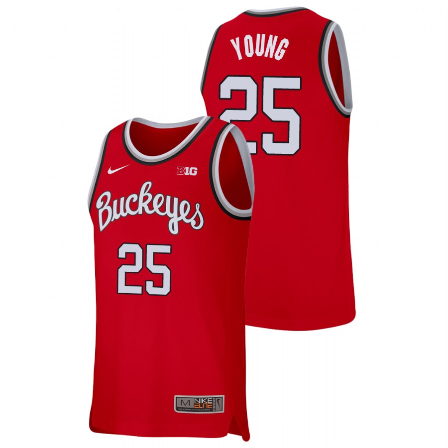 men's ohio state buckeyes kyle young college basketball replica scarlet jersey