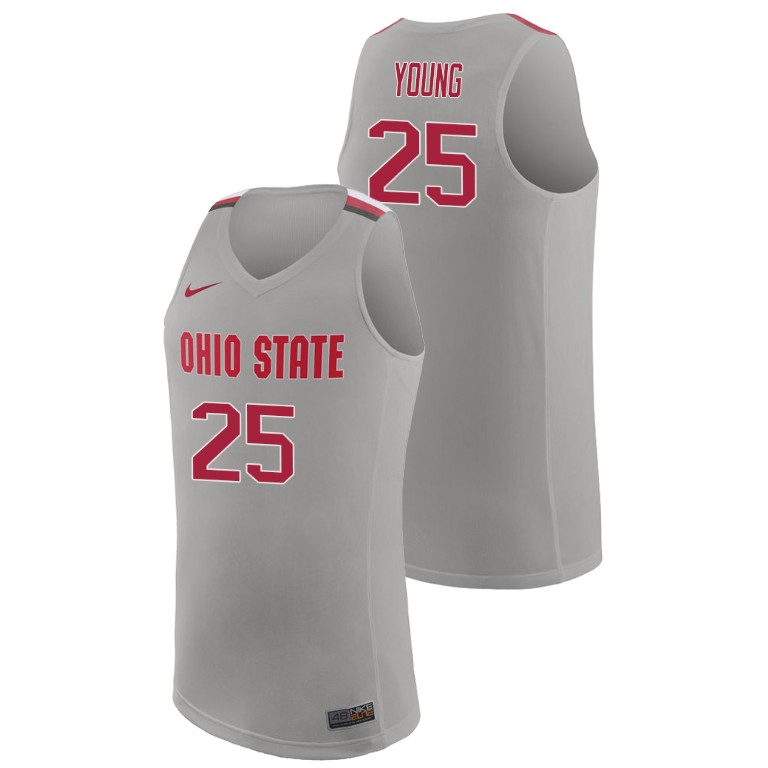 men's ohio state buckeyes kyle young pure gray replica college basketball jersey