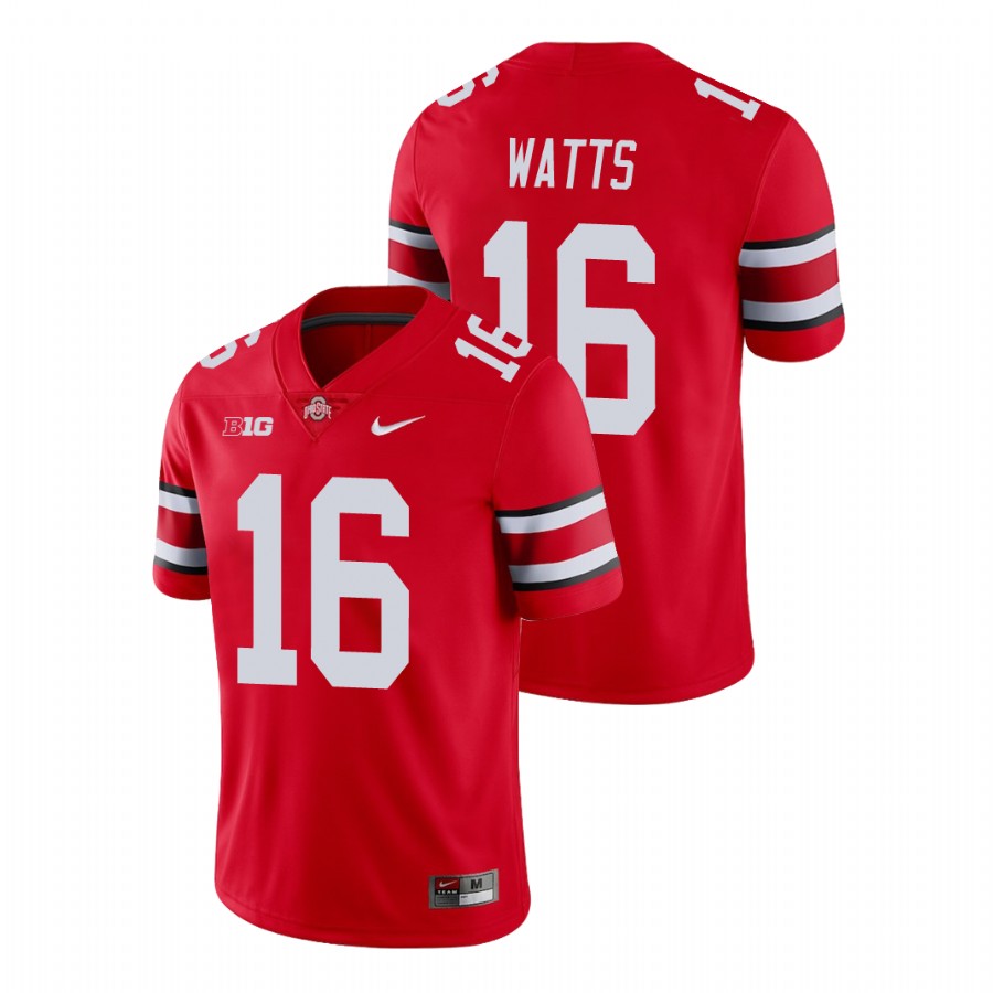 men's ohio state buckeyes ryan watts football game scarlet jersey