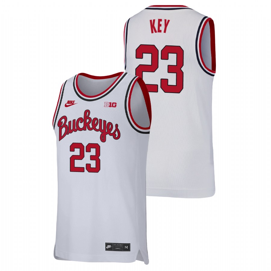 men's ohio state buckeyes zed key college basketball replica white jersey
