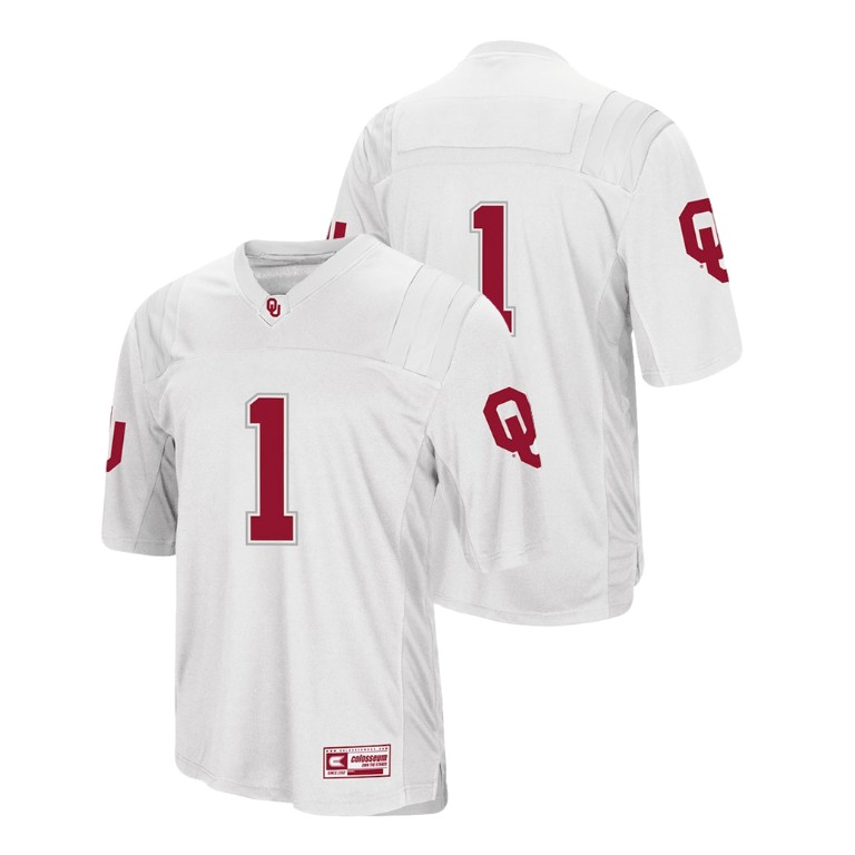 men's oklahoma sooners 1 white college football colosseum jersey