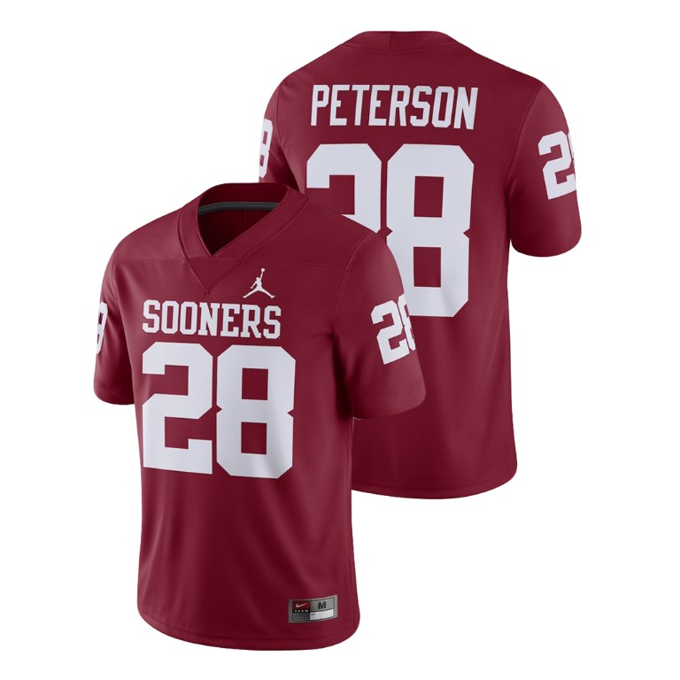 men's oklahoma sooners 28 adrian peterson crimson alumni football game player jersey