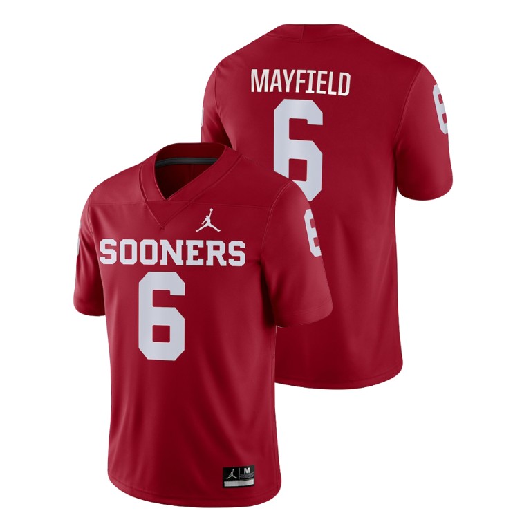 men's oklahoma sooners 6 baker mayfield crimson game college football jersey