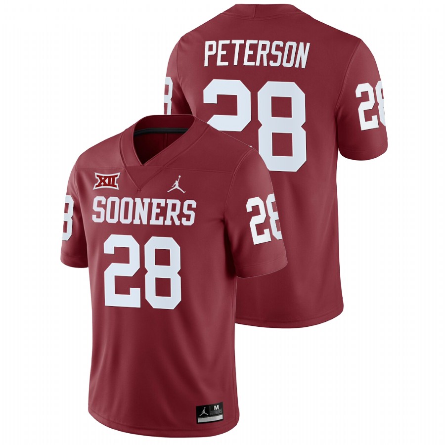 men's oklahoma sooners adrian peterson crimson college football home game jersey