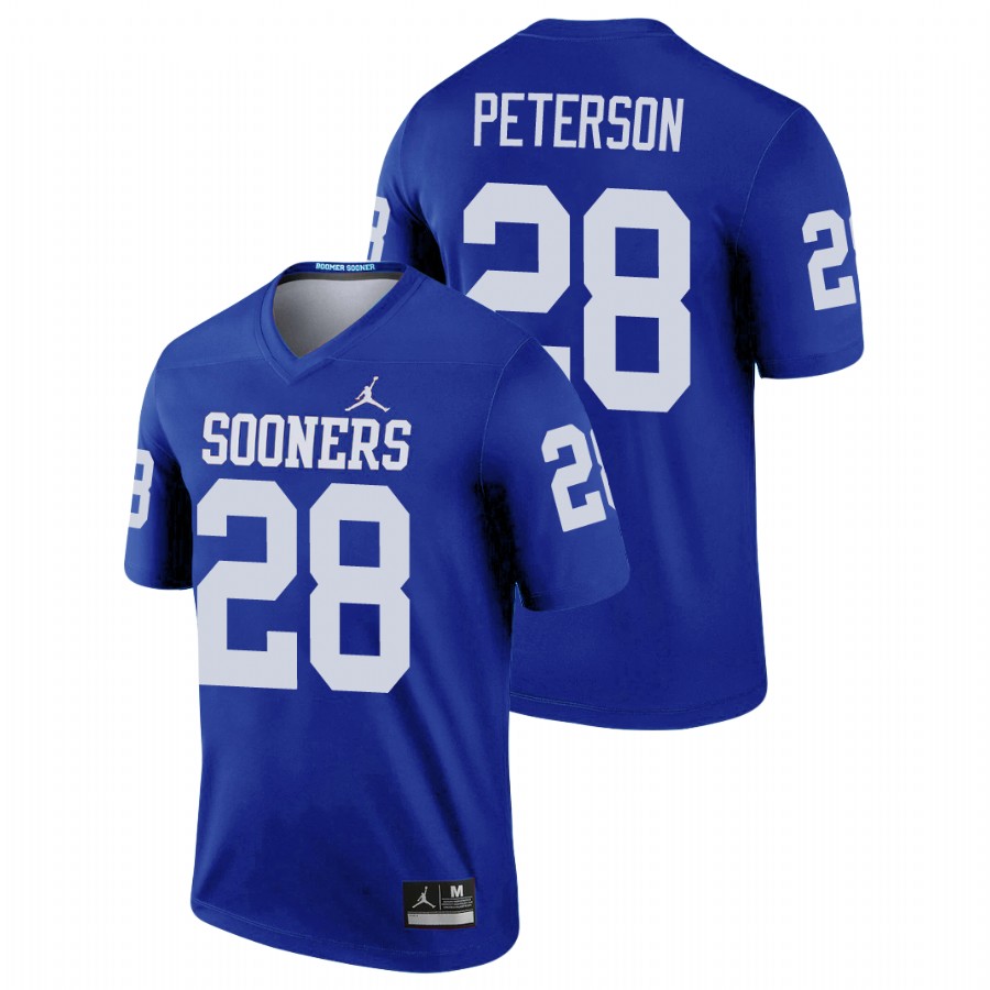 men's oklahoma sooners adrian peterson football legend blue jersey
