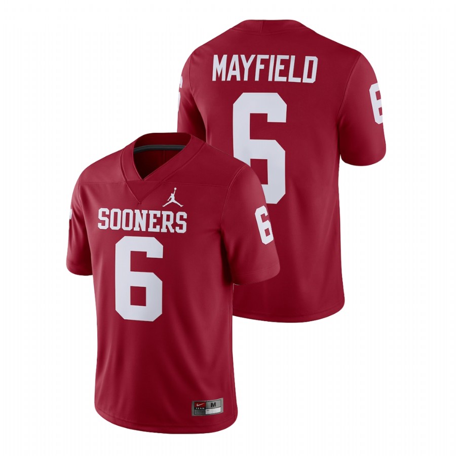 men's oklahoma sooners baker mayfield crimson alumni football game jersey
