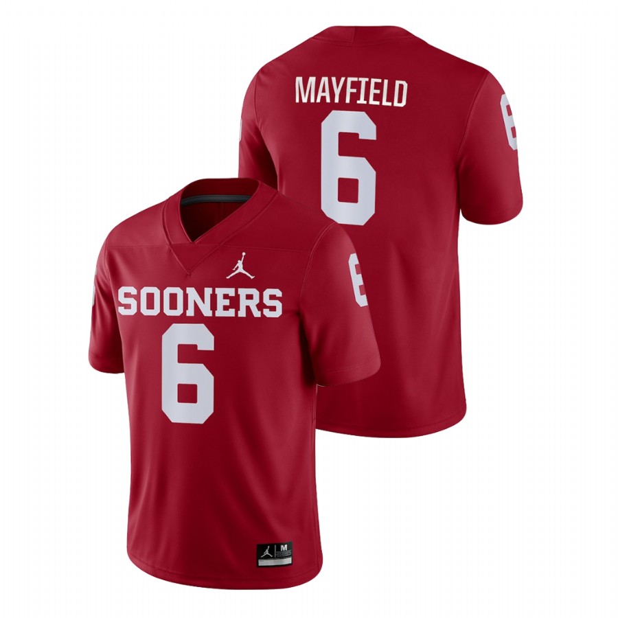 men's oklahoma sooners baker mayfield crimson game college football jersey