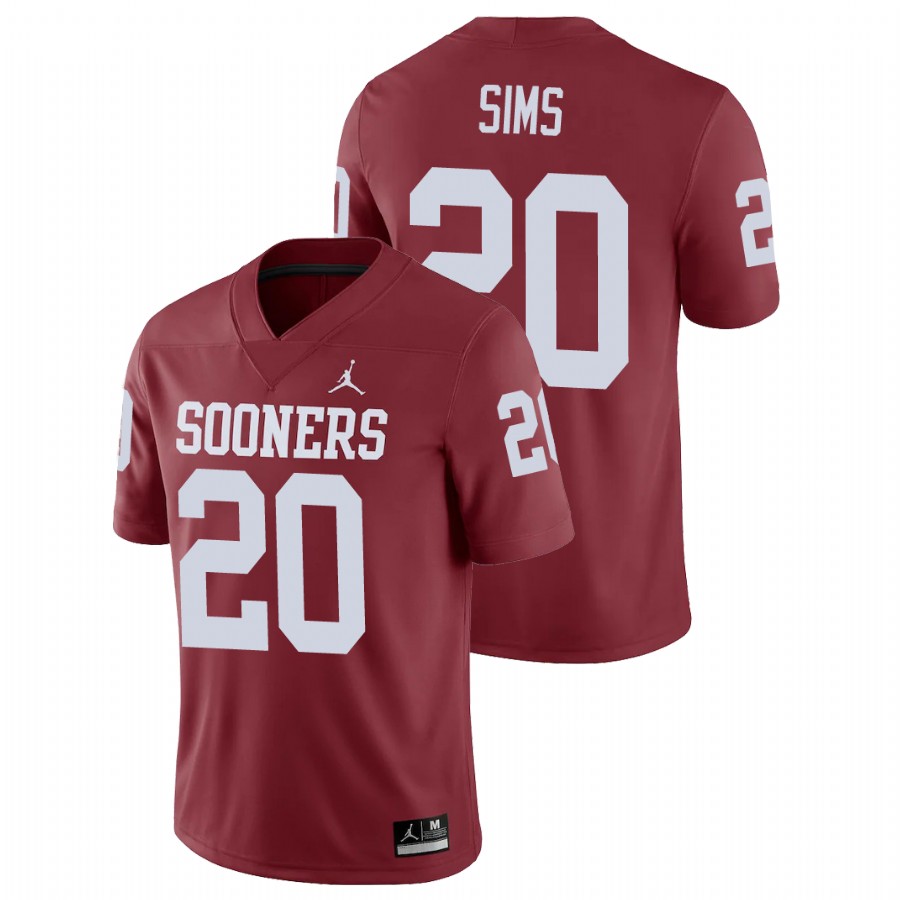men's oklahoma sooners billy sims crimson game college football jersey