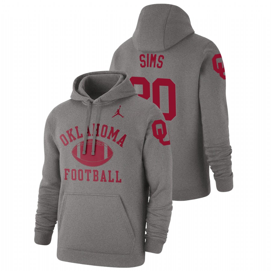 men's oklahoma sooners billy sims pullover heathered gray retro football hoodie