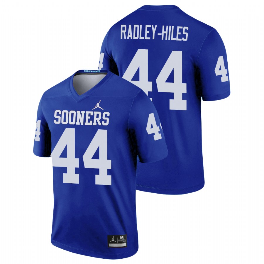 men's oklahoma sooners brendan radley hiles football legend blue jersey