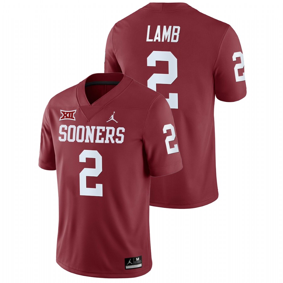 men's oklahoma sooners ceedee lamb crimson college football home game jersey