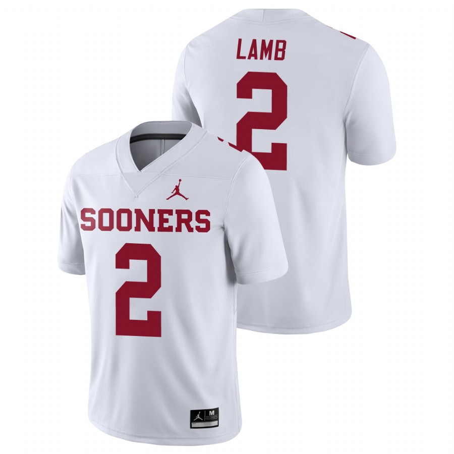 men's oklahoma sooners ceedee lamb football game white jersey