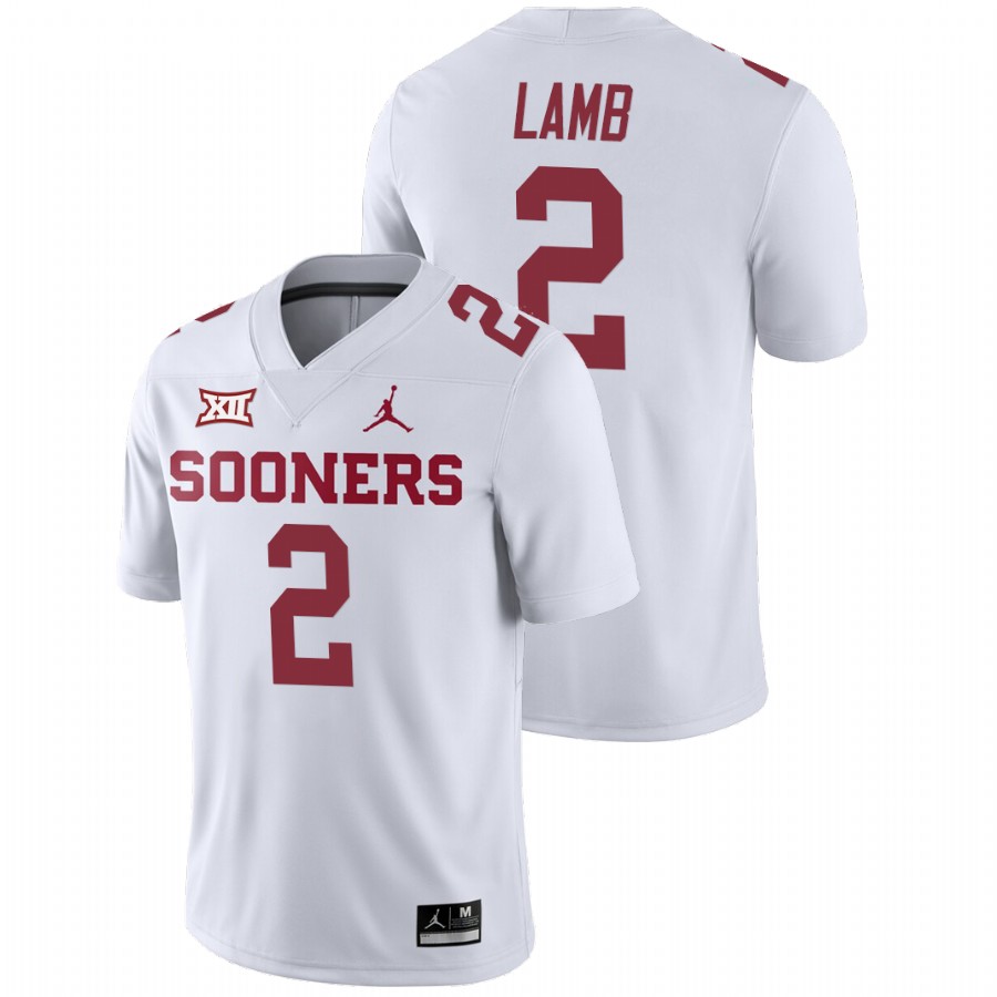 men's oklahoma sooners ceedee lamb white college football away game jersey