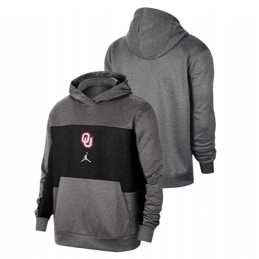 men's oklahoma sooners charcoal basketball spotlight pullover hoodie