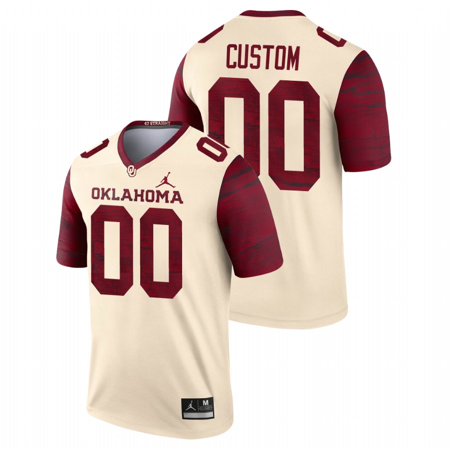 men's oklahoma sooners custom alternate legend cream jersey