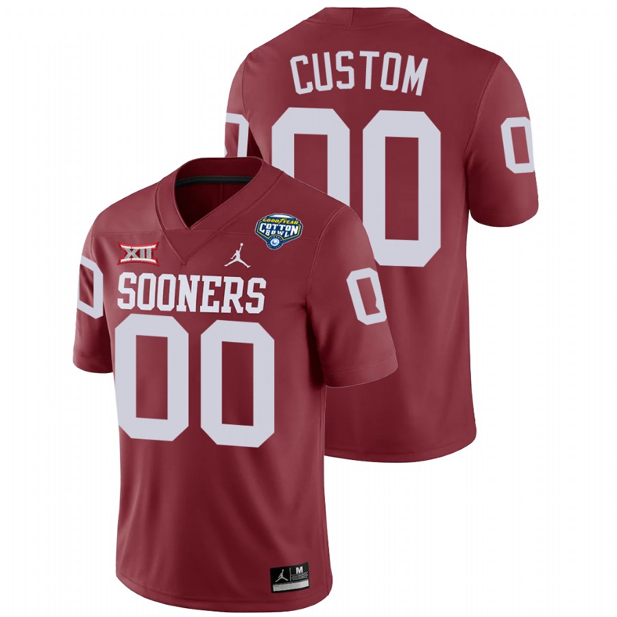 men's oklahoma sooners custom crimson 2020 cotton bowl classic college football jersey