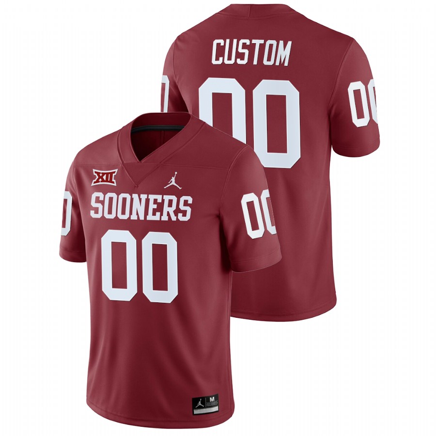 men's oklahoma sooners custom crimson college football home game jersey