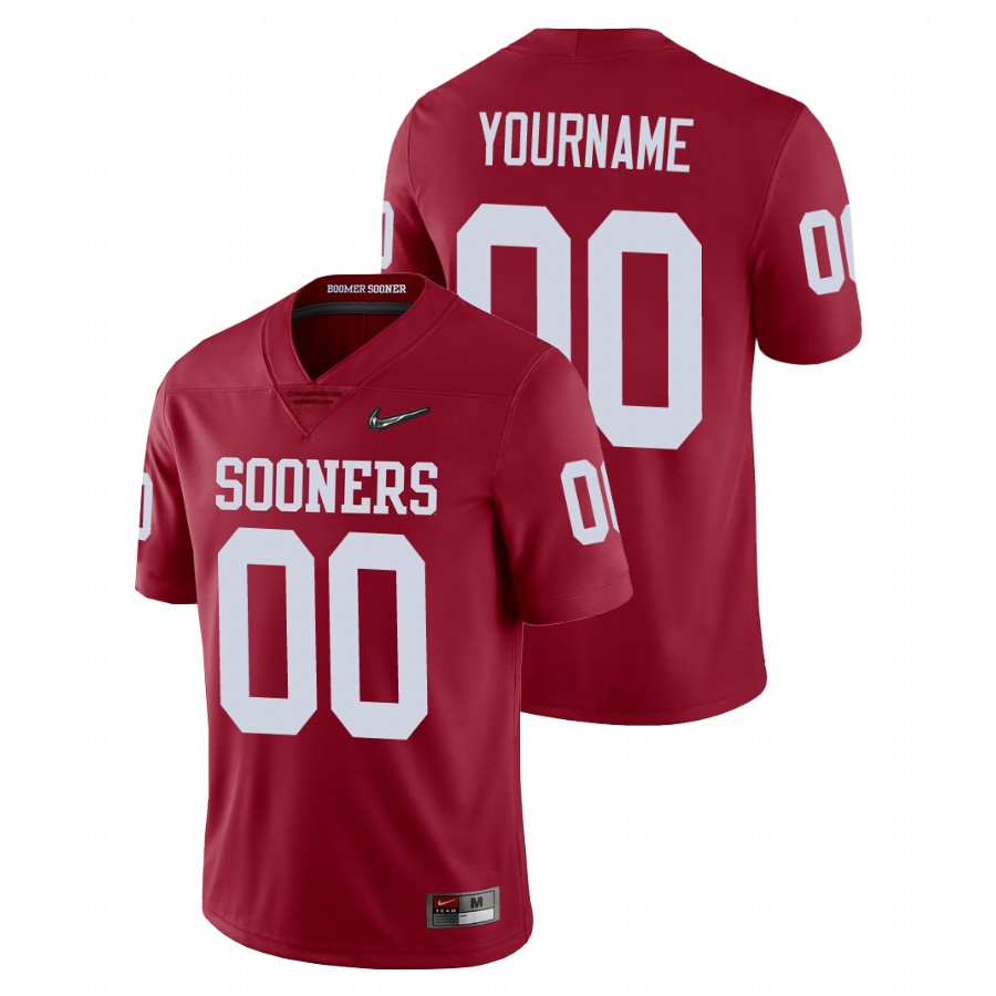 men's oklahoma sooners custom crimson college football playoff game jersey