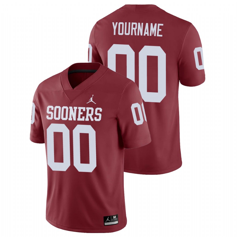 men's oklahoma sooners custom crimson game college football jersey