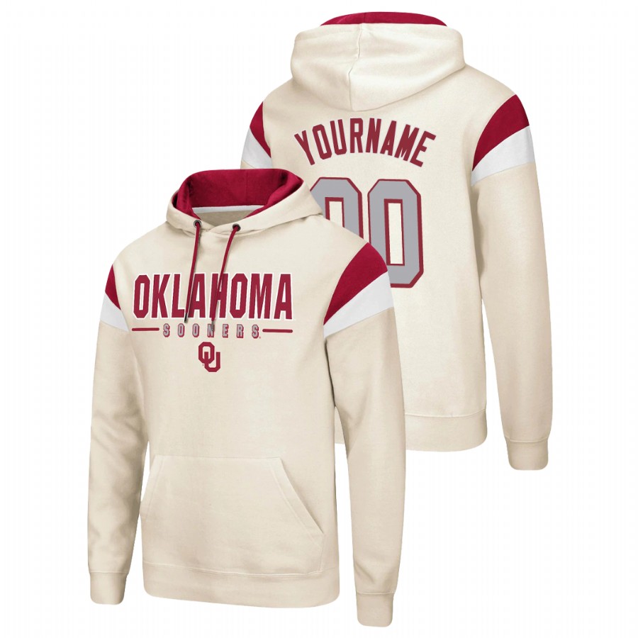 men's oklahoma sooners custom pullover cream fortress hoodie