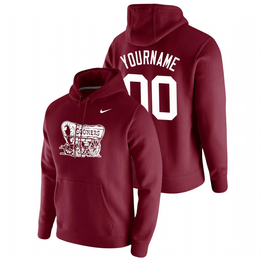 men's oklahoma sooners custom pullover crimson vintage school logo hoodie