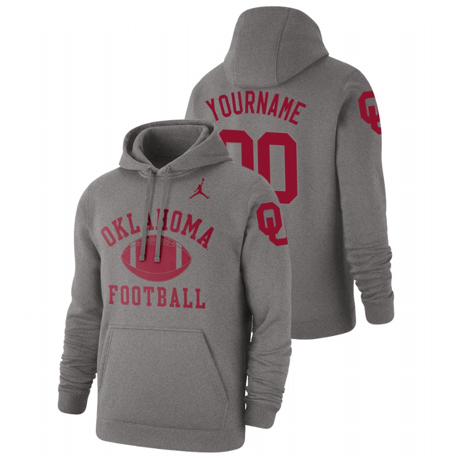 men's oklahoma sooners custom pullover heathered gray retro football hoodie