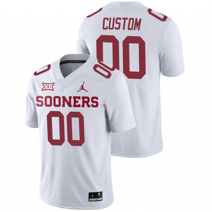 men's oklahoma sooners custom white college football away game jersey