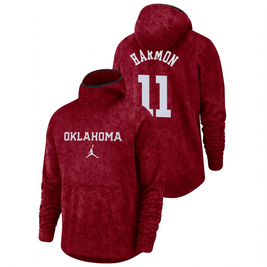 men's oklahoma sooners de'vion harmon team logo pullover crimson basketball spotlight hoodie