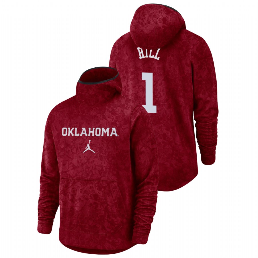men's oklahoma sooners jalen hill team logo pullover crimson basketball spotlight hoodie