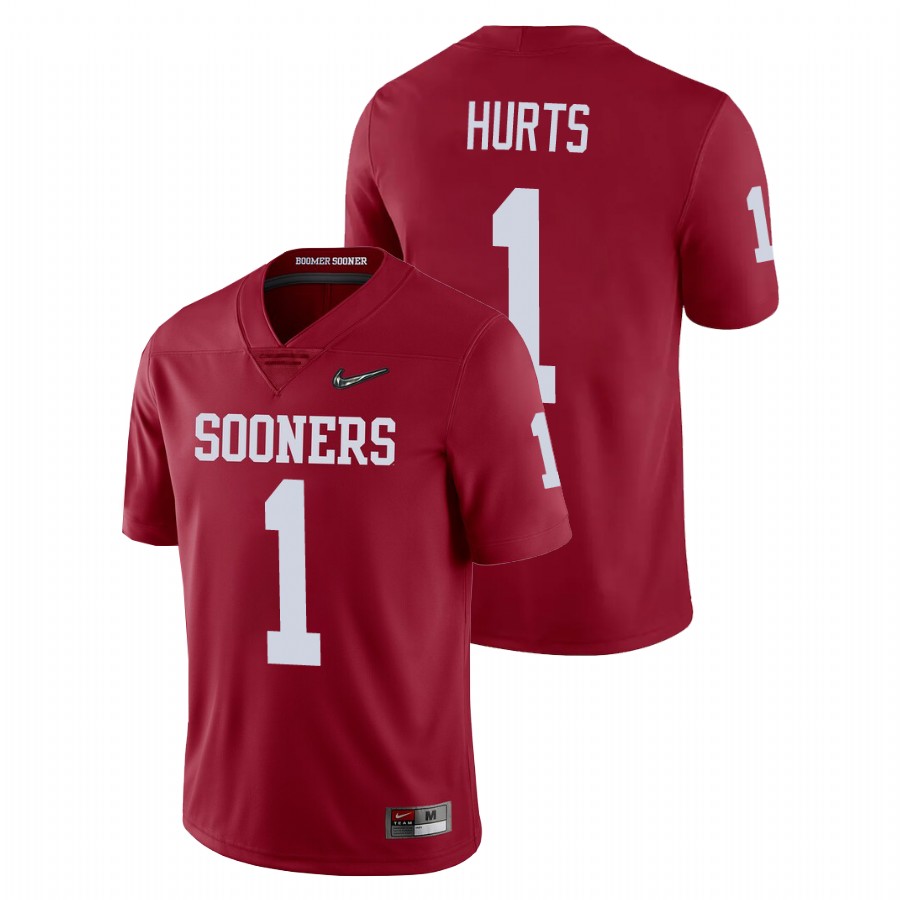 men's oklahoma sooners jalen hurts crimson college football playoff game jersey
