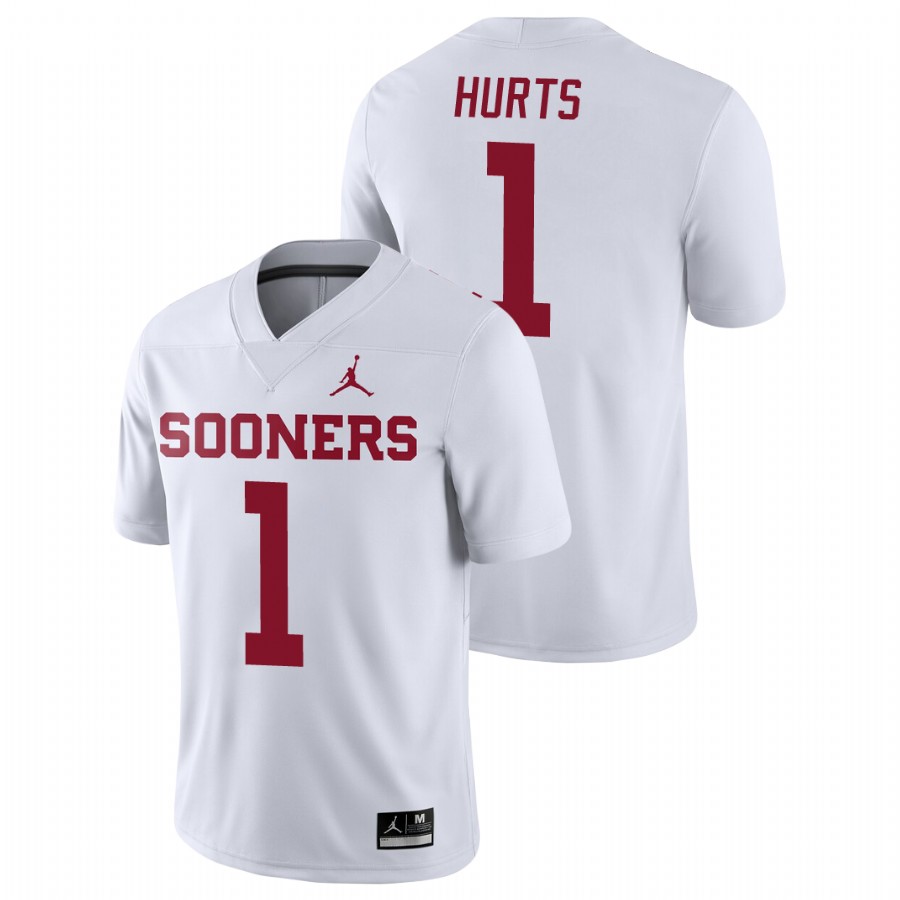 men's oklahoma sooners jalen hurts football game white jersey