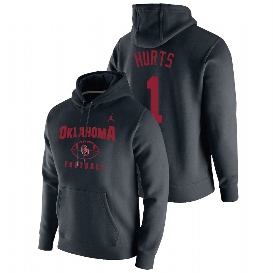 men's oklahoma sooners jalen hurts pullover football black oopty oop hoodie