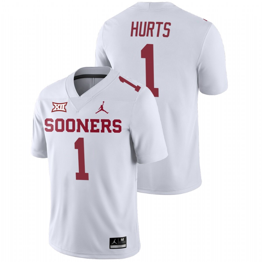 men's oklahoma sooners jalen hurts white college football away game jersey