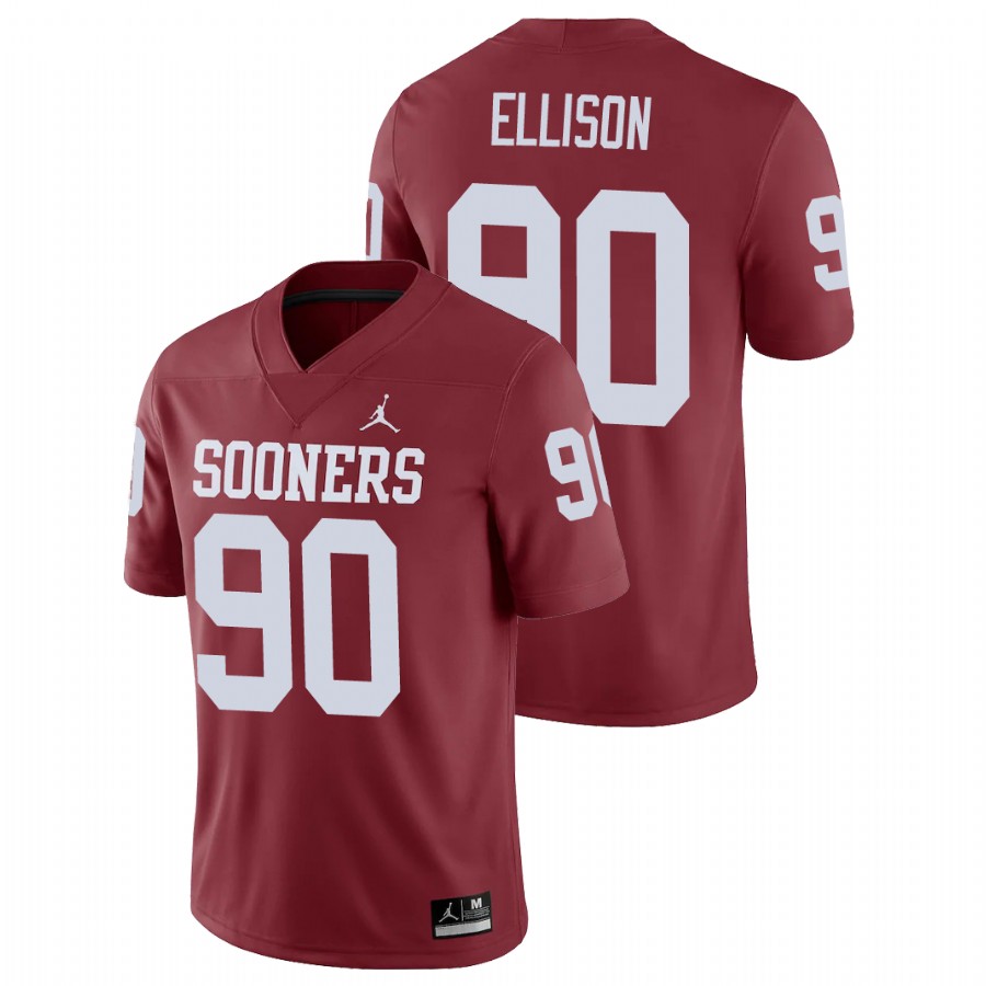 men's oklahoma sooners josh ellison crimson game college football jersey