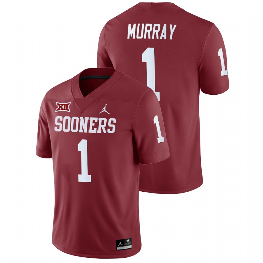 men's oklahoma sooners kyler murray crimson college football home game jersey