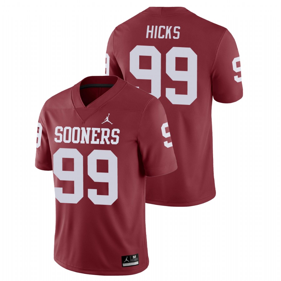 men's oklahoma sooners marcus hicks crimson college football game jersey