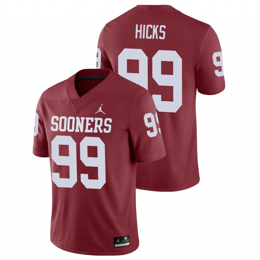 men's oklahoma sooners marcus hicks crimson game college football jersey
