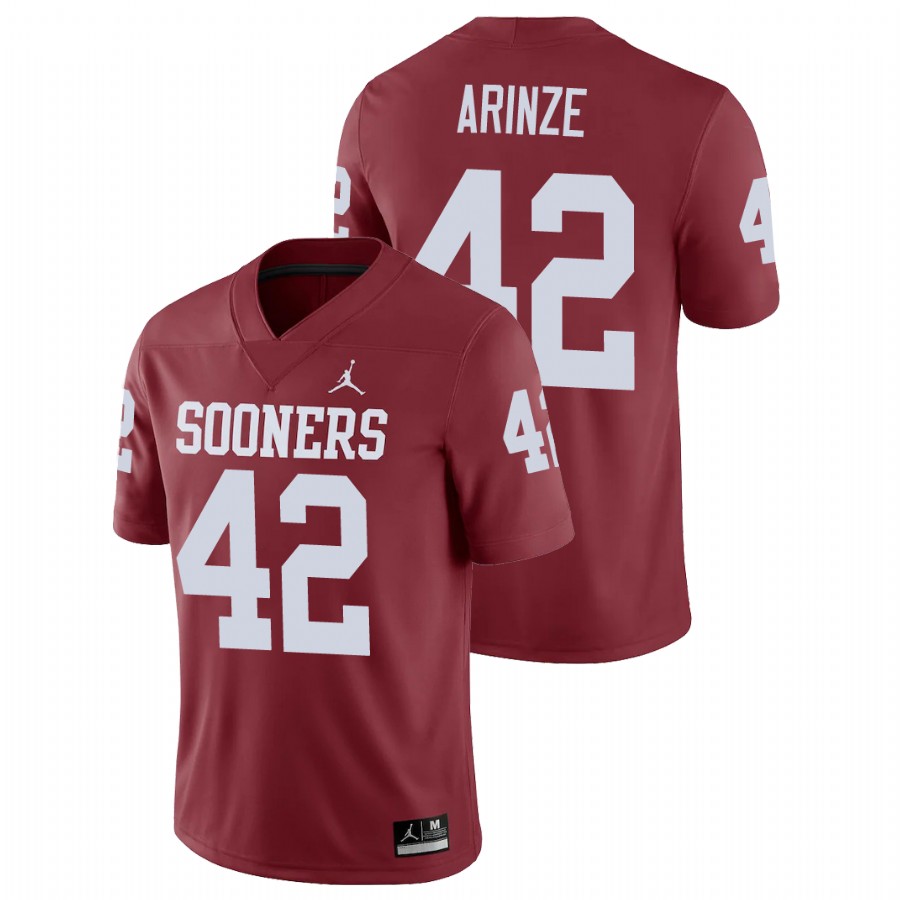 men's oklahoma sooners noah arinze crimson game college football jersey
