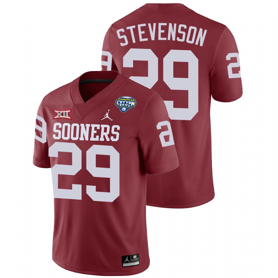 men's oklahoma sooners rhamondre stevenson crimson 2020 cotton bowl classic college football jersey