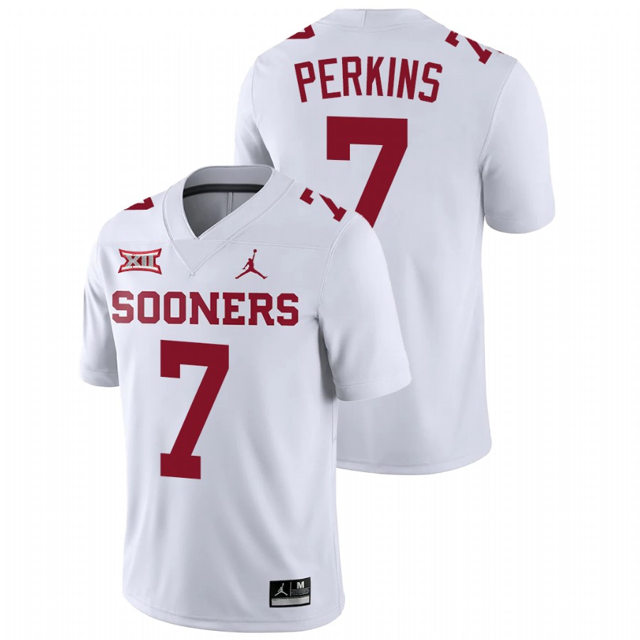 men's oklahoma sooners ronnie perkins white game college football jersey