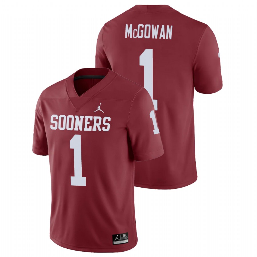 men's oklahoma sooners seth mcgowan crimson game college football jersey