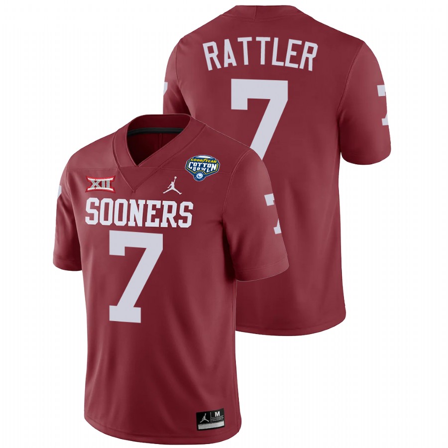 men's oklahoma sooners spencer rattler crimson 2020 cotton bowl classic college football jersey