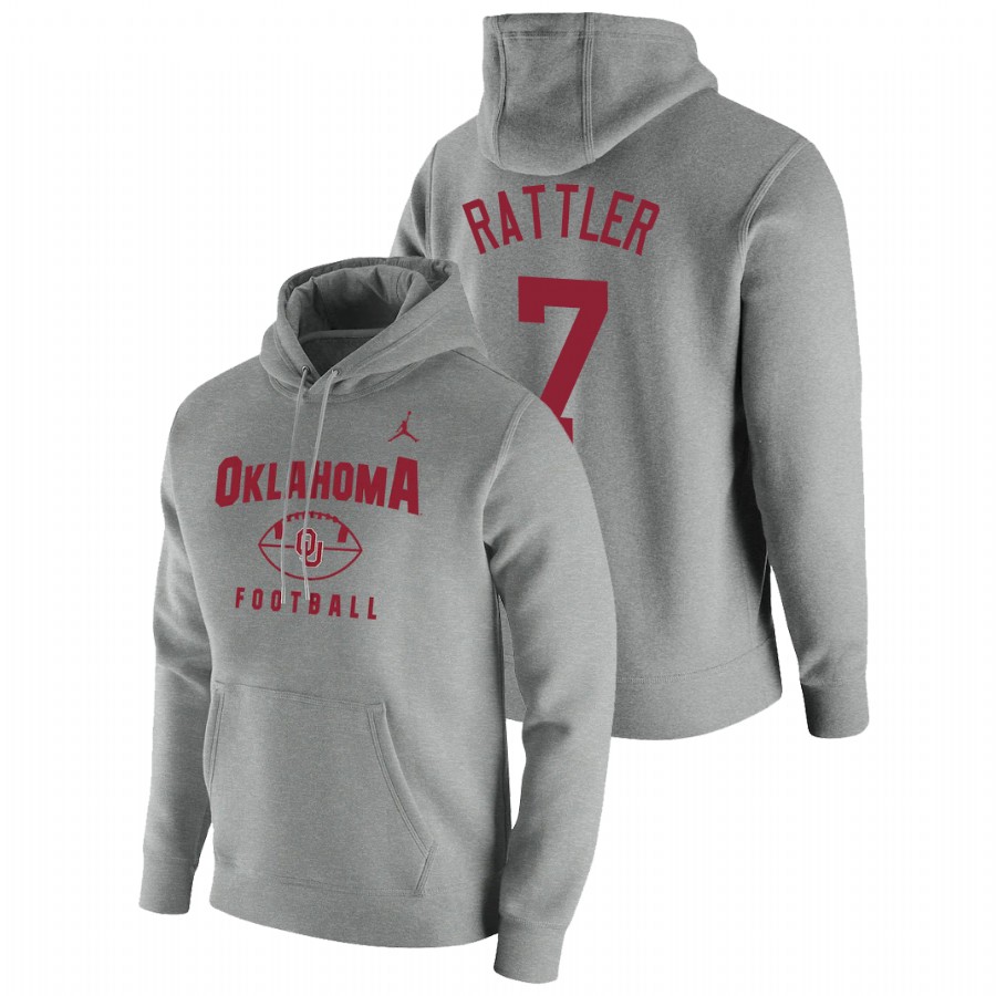 men's oklahoma sooners spencer rattler pullover football gray oopty oop hoodie