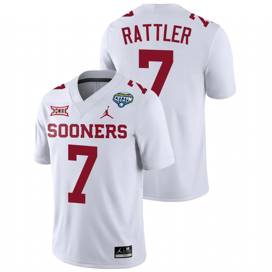 men's oklahoma sooners spencer rattler white 2020 cotton bowl classic college football jersey