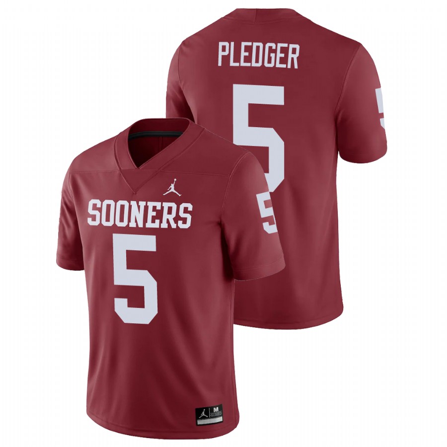 men's oklahoma sooners t.j. pledger crimson game college football jersey
