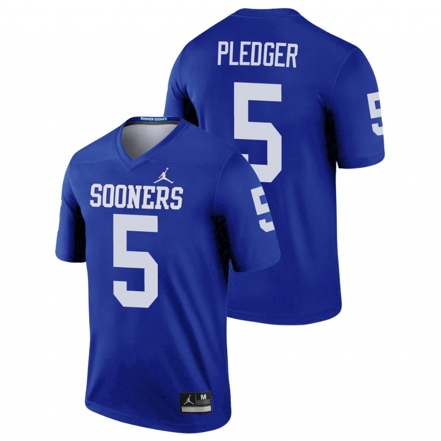 men's oklahoma sooners t.j. pledger football legend blue jersey