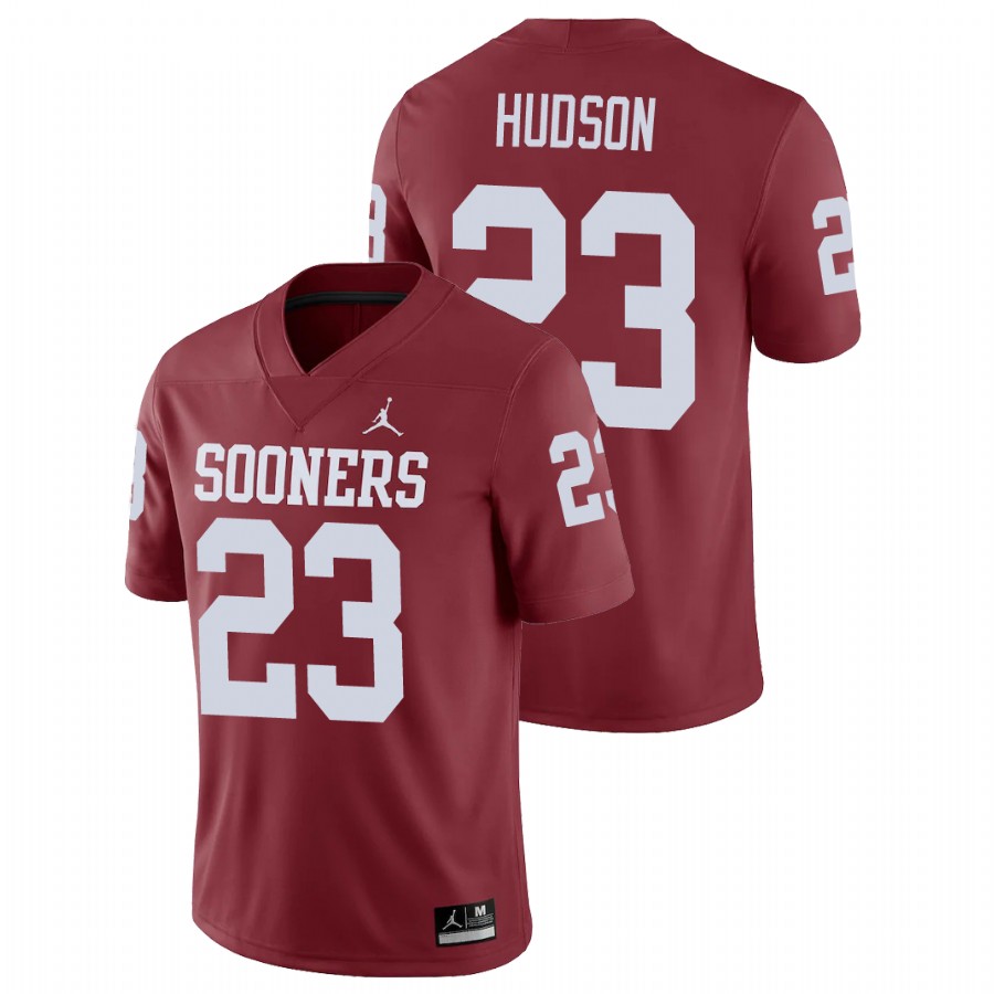 men's oklahoma sooners todd hudson crimson game college football jersey