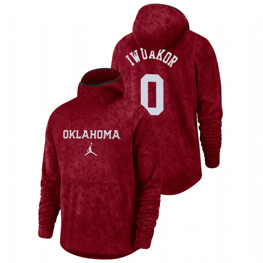 men's oklahoma sooners victor iwuakor team logo pullover crimson basketball spotlight hoodie