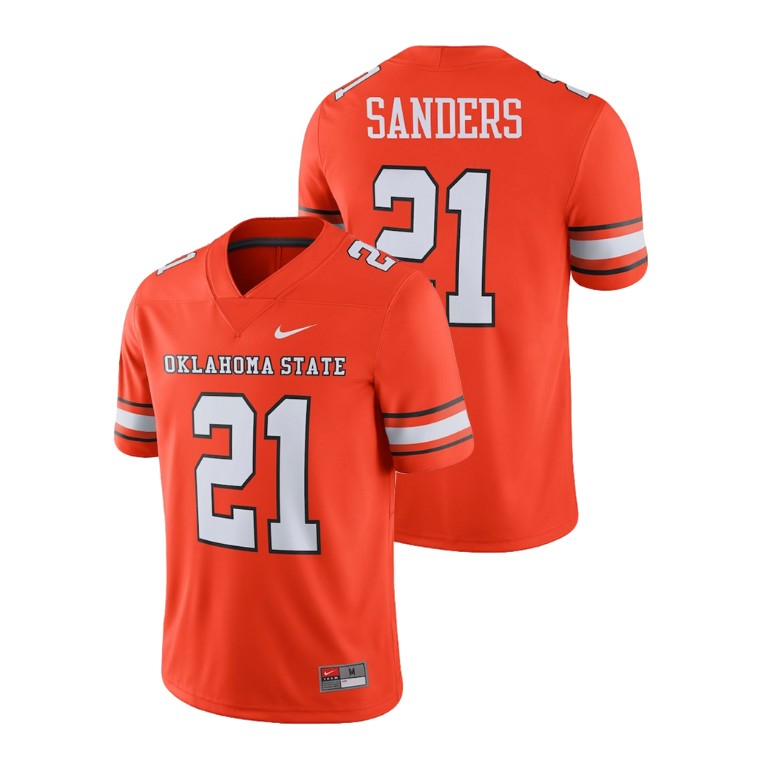 men's oklahoma state cowboys and cowgirls 21 barry sanders orange alumni football game player jersey