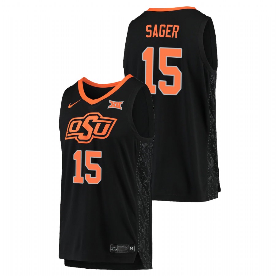 men's oklahoma state cowboys carson sager 2021 replica college basketball black jersey